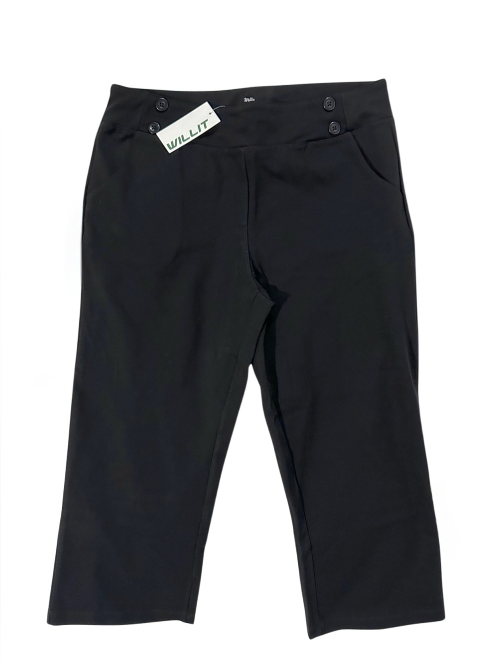 NWT Willit Black Pull On Cropped Pants Size Large Stretch Travel Career